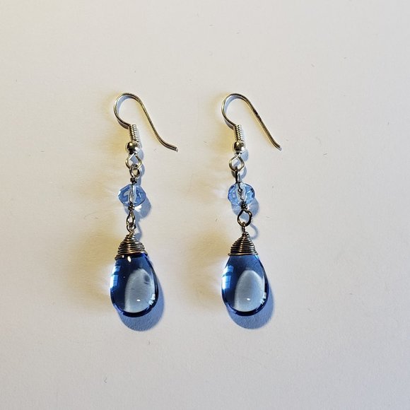 Sterling Silver Crystal Water Drop Earrings - Picture 2 of 4
